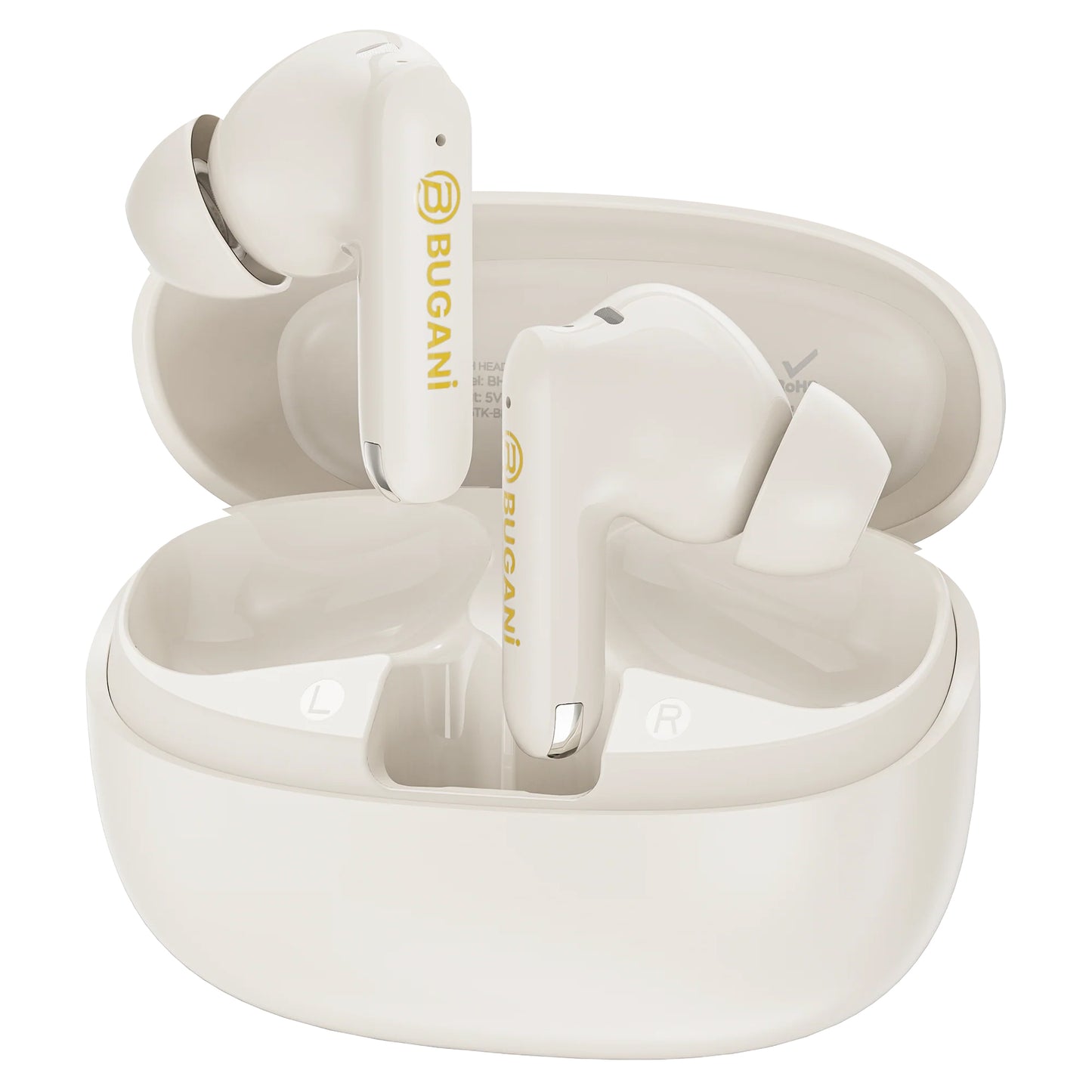 Handsfree Bluetooth Bugani Freebuds B20, TWS, ANC, Creme Claro