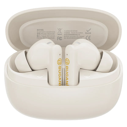 Handsfree Bluetooth Bugani Freebuds B20, TWS, ANC, Creme Claro
