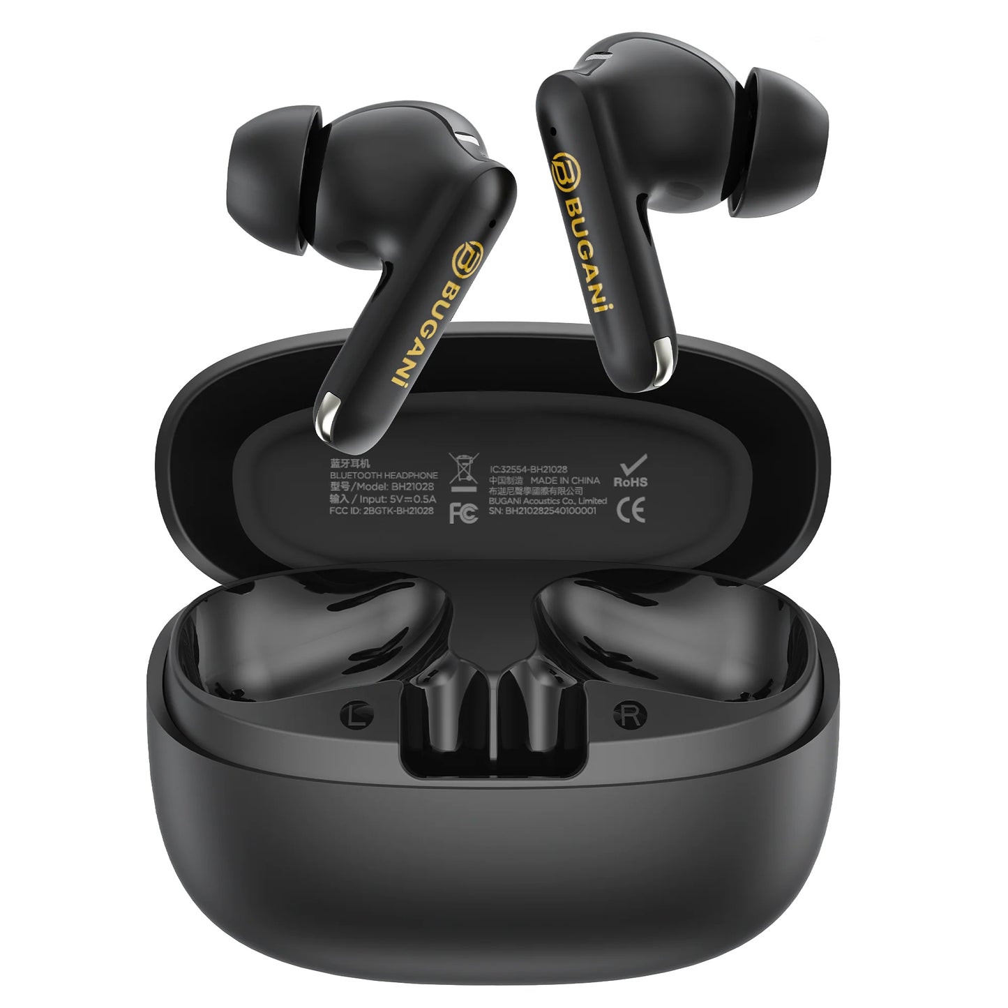 Auriculares Bluetooth Bugani Freebuds B20, TWS, ANC, Preto