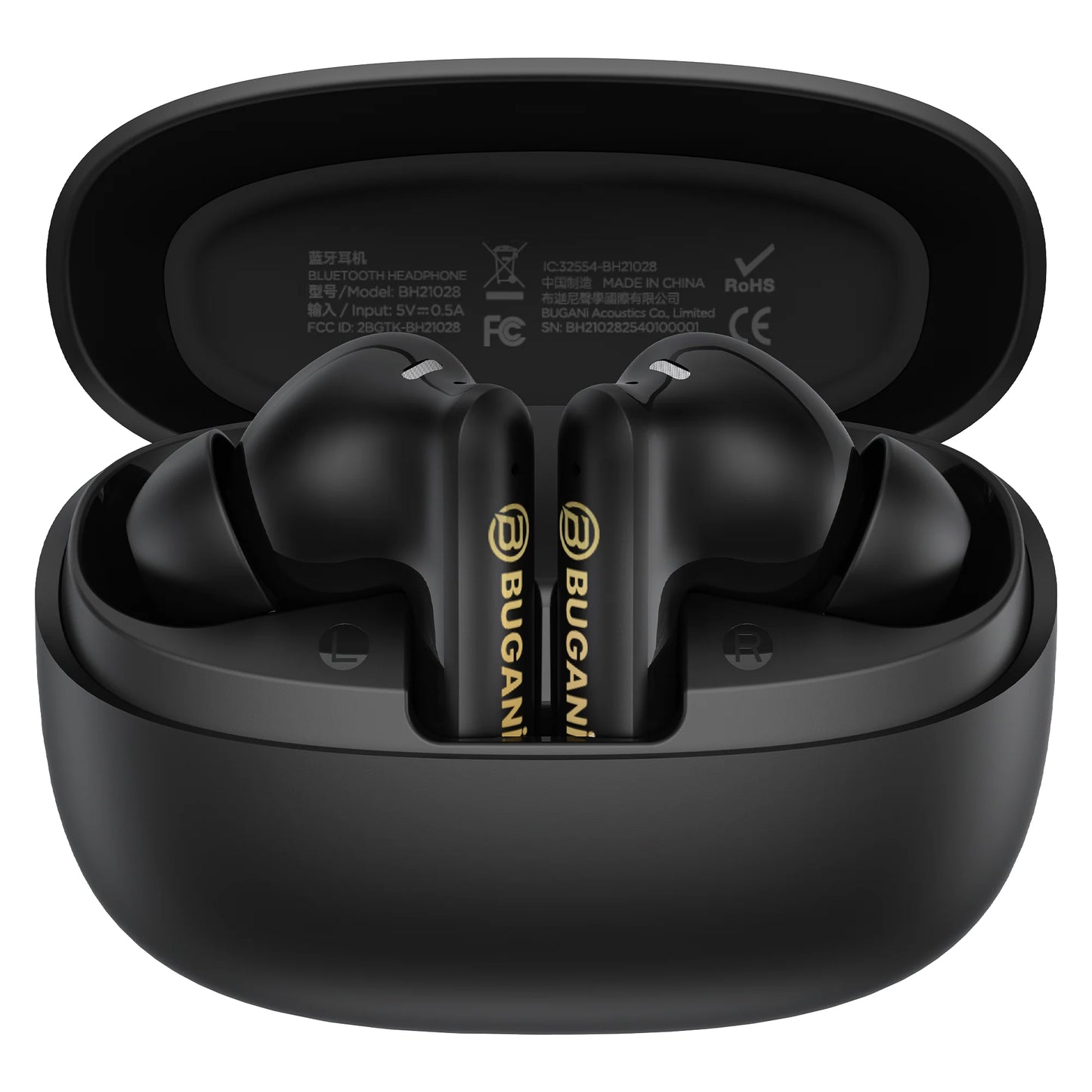 Auriculares Bluetooth Bugani Freebuds B20, TWS, ANC, Preto