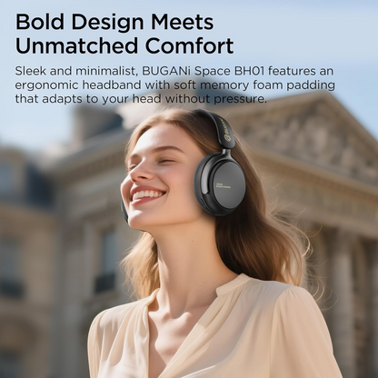Handsfree Bluetooth Bugani Space BH01, MultiPoint, A2DP, ANC, Preto