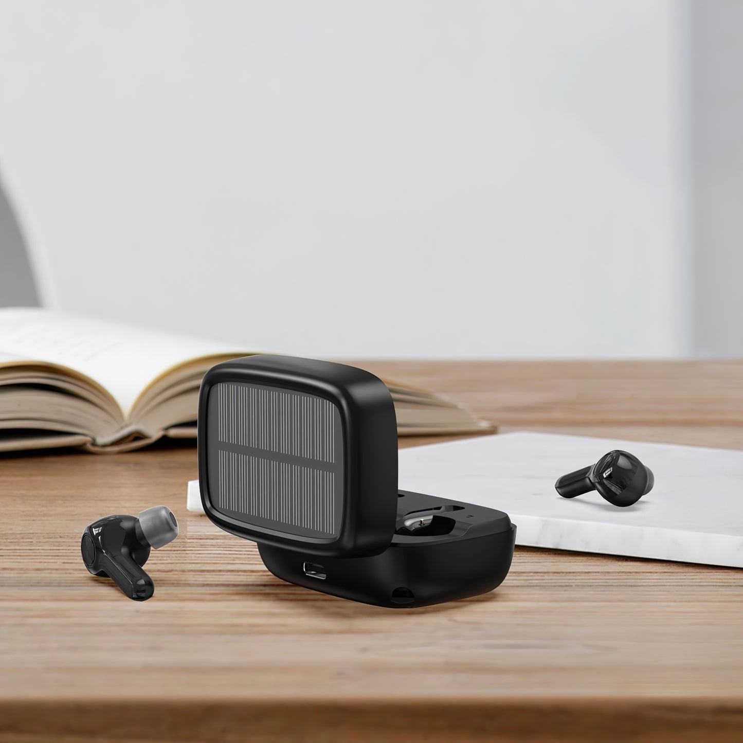 Mãos-livres Bluetooth Choetech Solar Sport, TWS, preto 