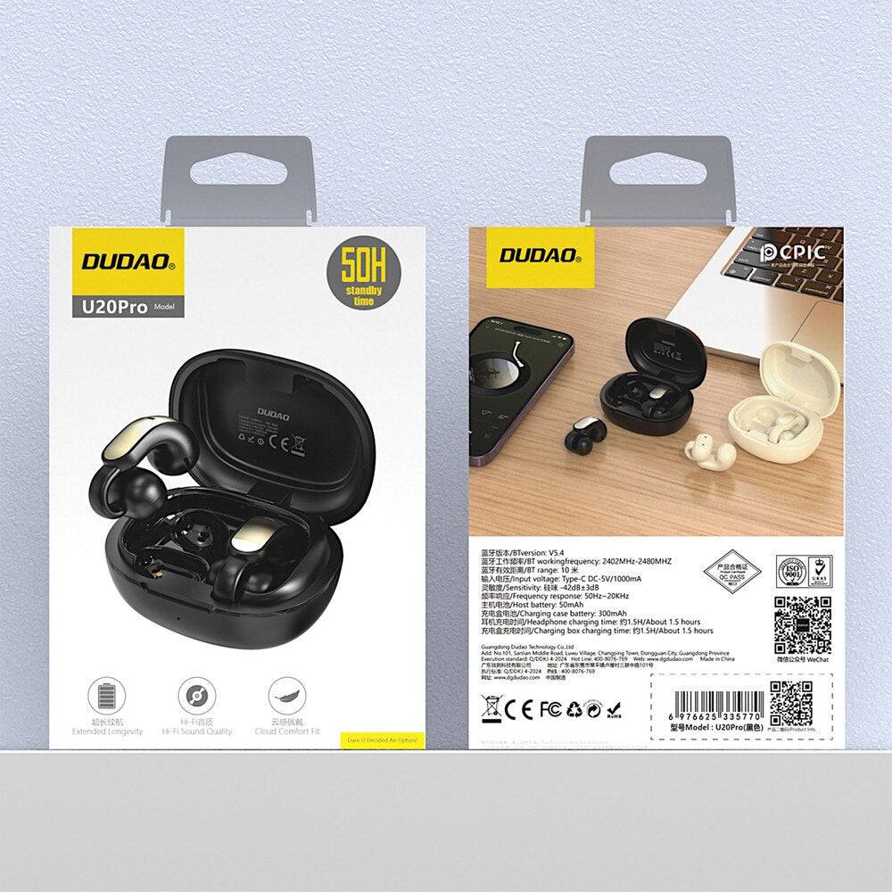 Handsfree Bluetooth Dudao U20, TWS, Preto