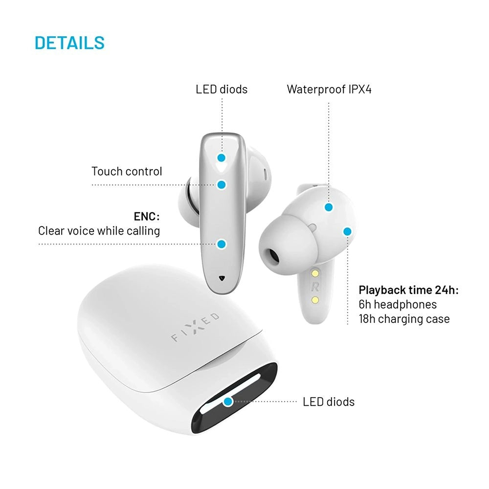 Auriculares Bluetooth Fixos, TWS, Branco