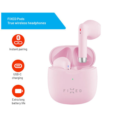 Handsfree Bluetooth Fixo, TWS, Rosa