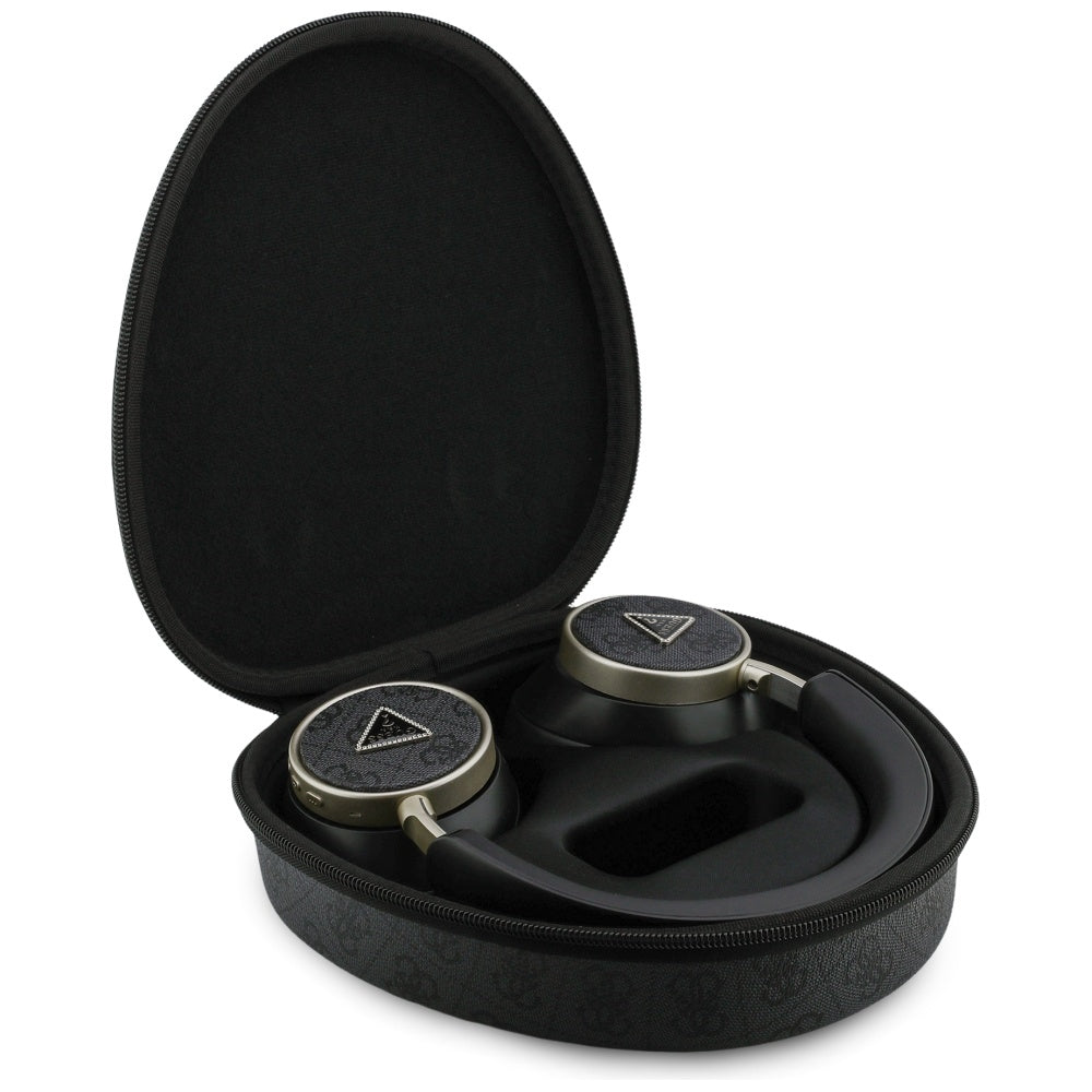 Handsfree Bluetooth Guess 4G Logotipo Triângulo Dourado, A2DP, Preto