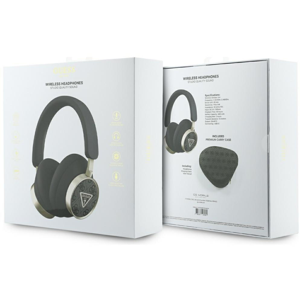 Handsfree Bluetooth Guess 4G Logotipo Triângulo Dourado, A2DP, Preto