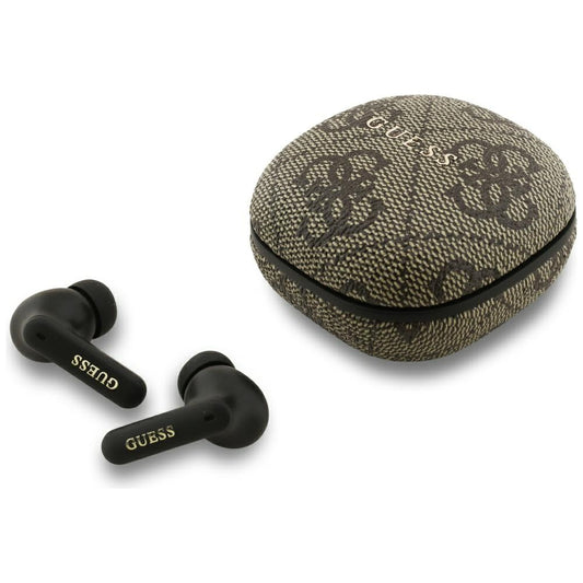 Handsfree Bluetooth Guess 4G Classic Metal Logo, TWS, Castanho
