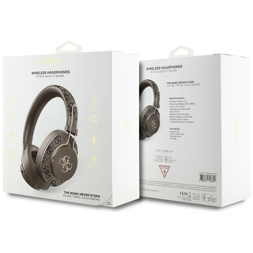 Handsfree Bluetooth Guess 4G Metal Logo, A2DP, Marrom