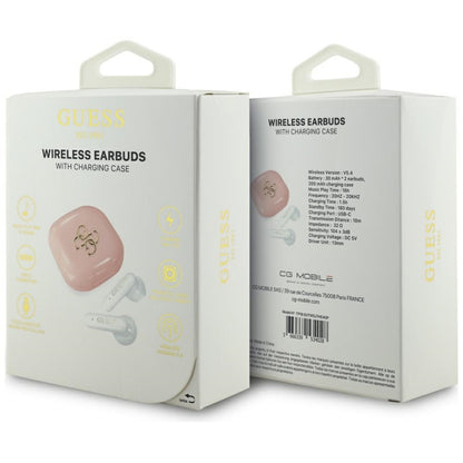 Handsfree Bluetooth Guess 4G Metal Logo, TWS, Rosa