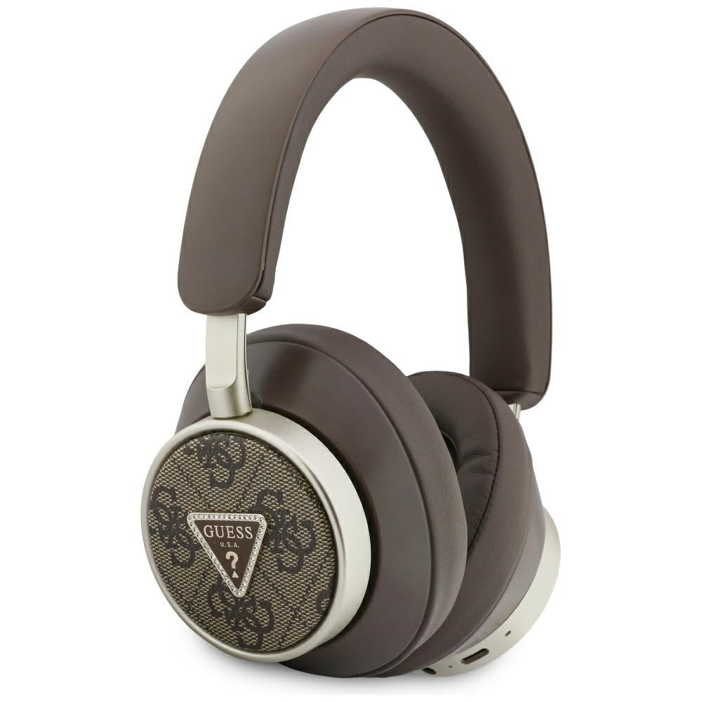 Handsfree Bluetooth Guess 4G Logotipo Triângulo Dourado, A2DP, Castanho