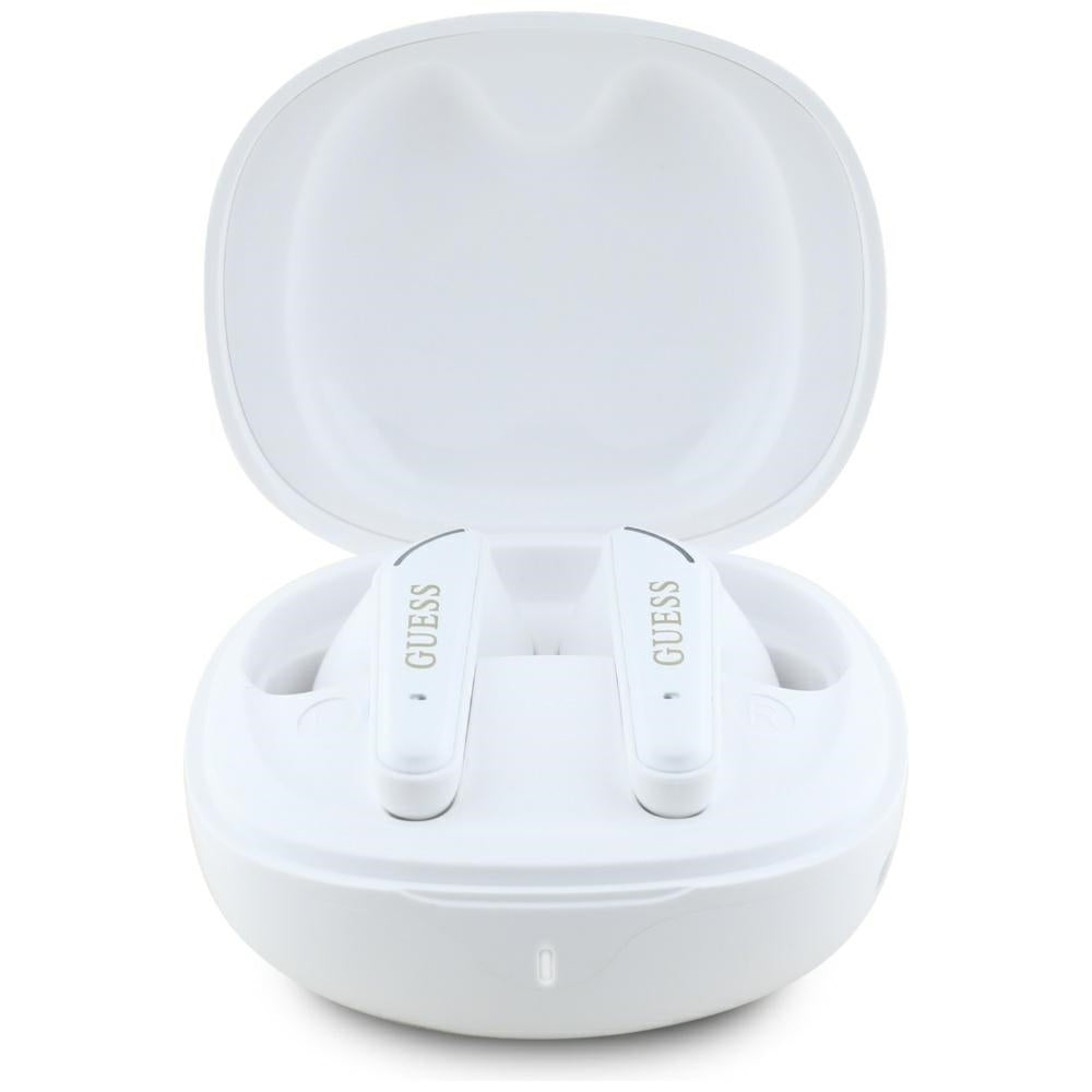 Handsfree Bluetooth Guess Flat Classic Logo Electroplated, TWS, Branco