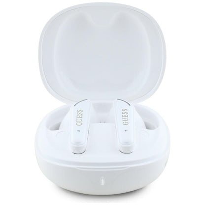 Handsfree Bluetooth Guess Flat Classic Logo Electroplated, TWS, Branco