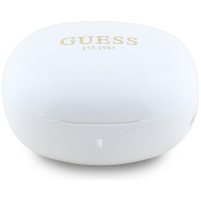 Handsfree Bluetooth Guess Flat Classic Logo Electroplated, TWS, Branco