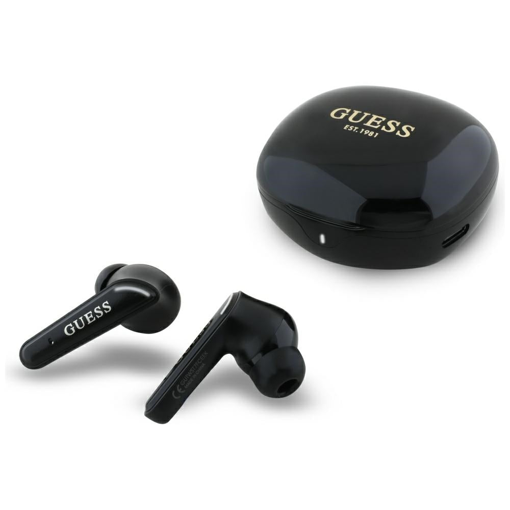 Handsfree Bluetooth Guess Flat Classic Logo Electroplated, TWS, Preto