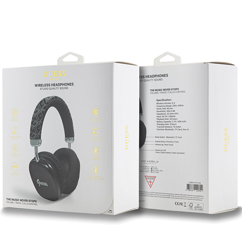 Handsfree Bluetooth Guess GCube Metallic Script Logo, A2DP, Preto