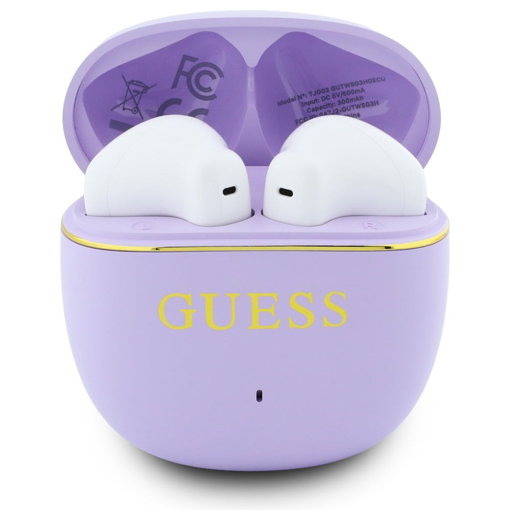 Handsfree Bluetooth Guess Glossy Gold Line Classic, TWS, Roxo