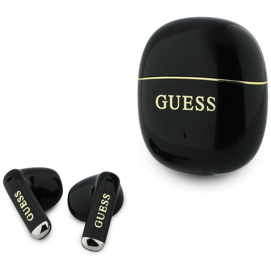 Auricular Bluetooth Handsfree Guess Glossy Gold Line Classic, TWS, Preto