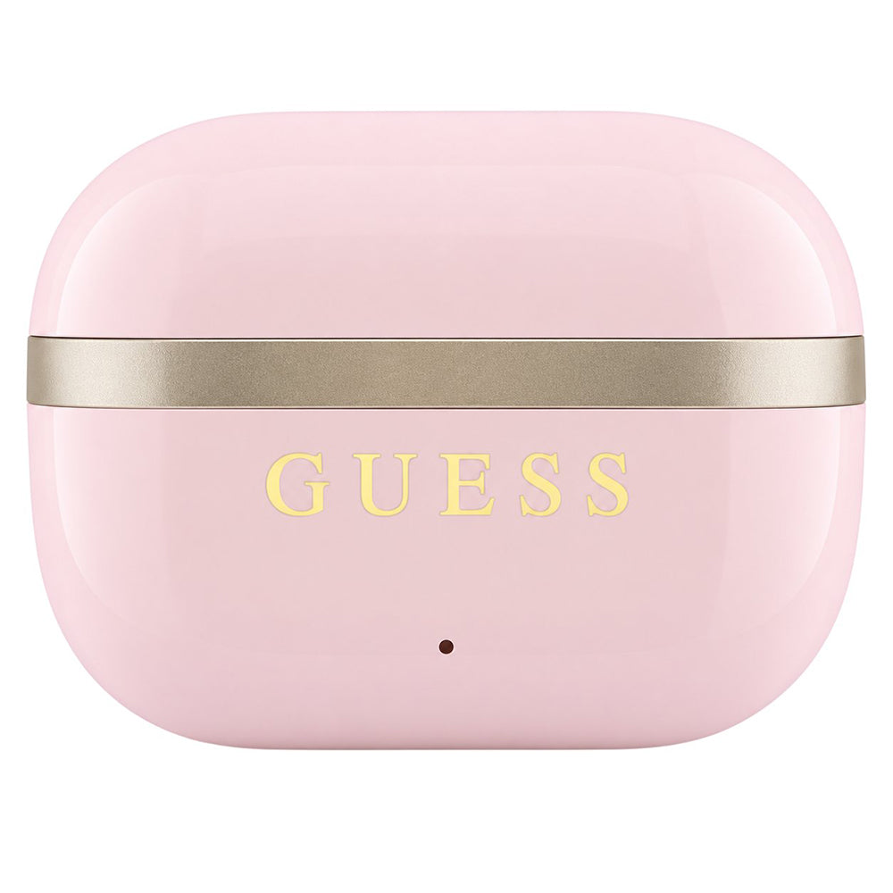 Guess Glossy Gold Line Printed Classic Logo Bluetooth Handsfree, TWS, Pink