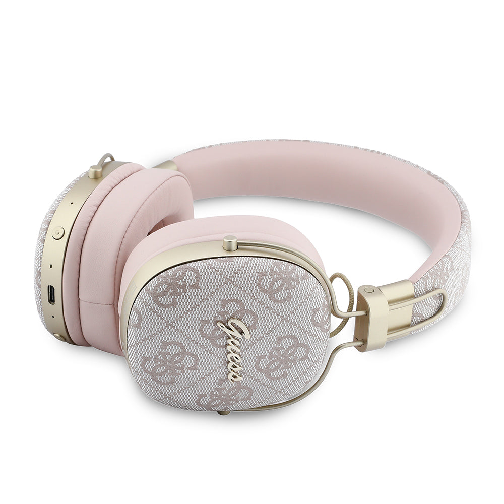 Auriculares Bluetooth Guess Metal 4G Script Logo, A2DP, Rosa
