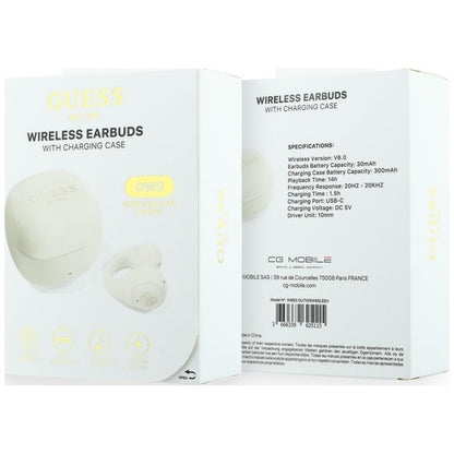 Auricular Bluetooth Mãos Livres Guess Mini Classic, TWS, Branco