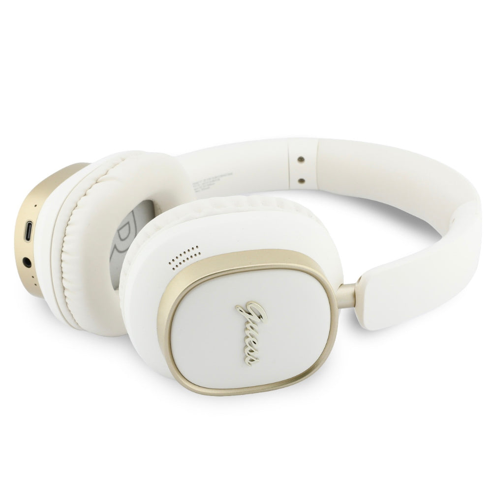 Auricular Bluetooth Mãos Livres Guess Rectangle Metal Script, A2DP, Branco