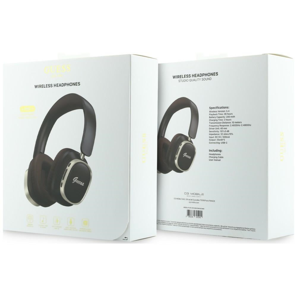 Handsfree Bluetooth Guess Rectangle Metal Script, A2DP, Castanho