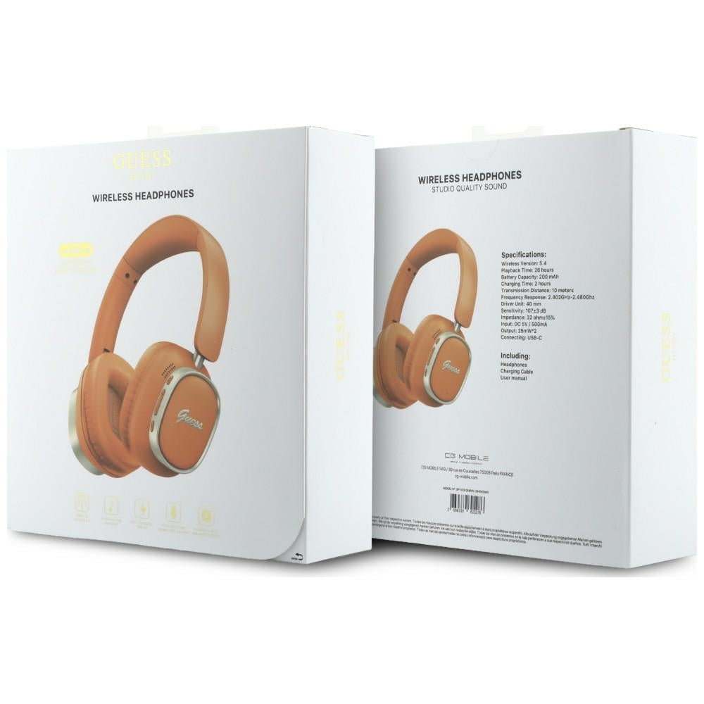 Auricular Bluetooth Mãos Livres Guess Rectangle Metal Script, A2DP, Laranja