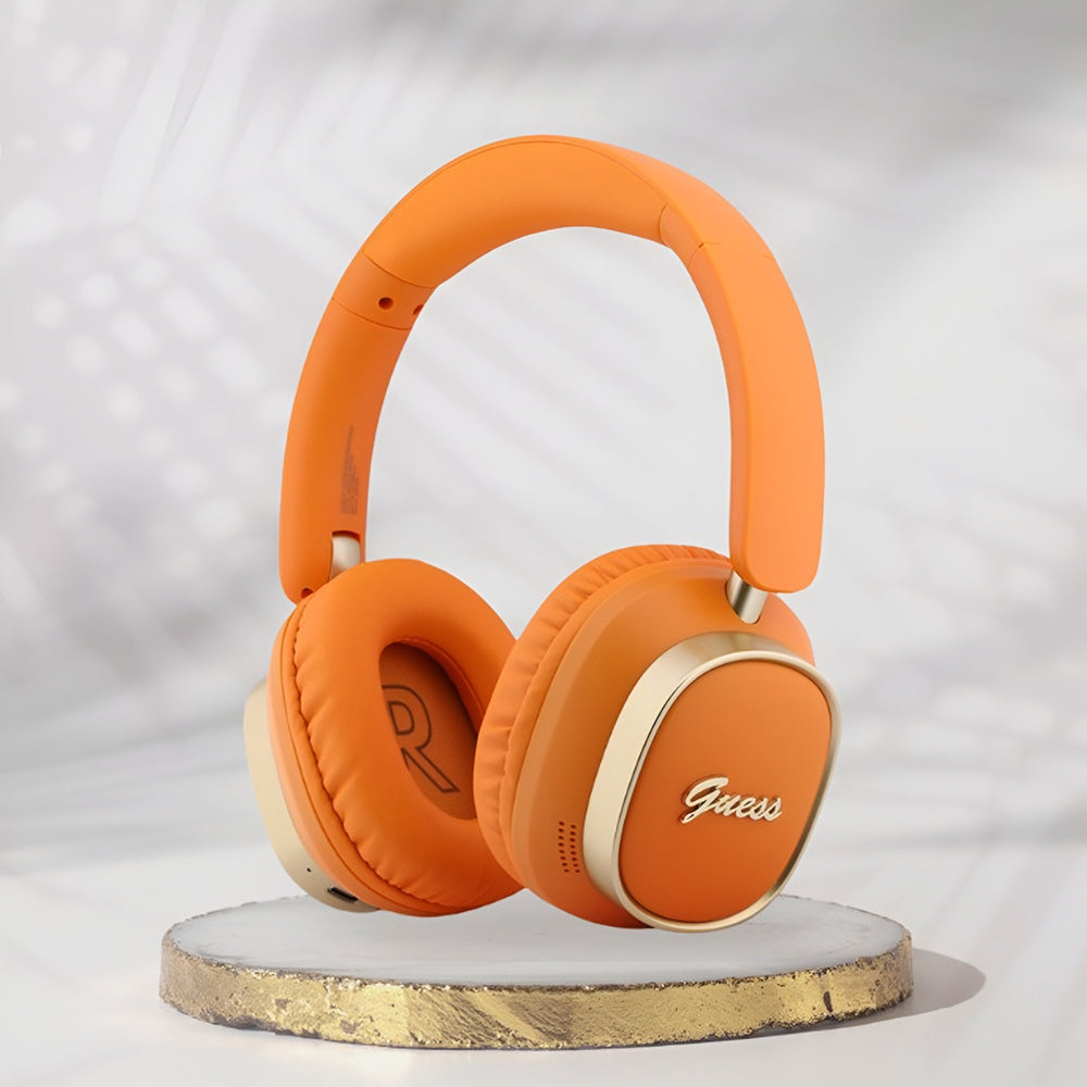 Auricular Bluetooth Mãos Livres Guess Rectangle Metal Script, A2DP, Laranja