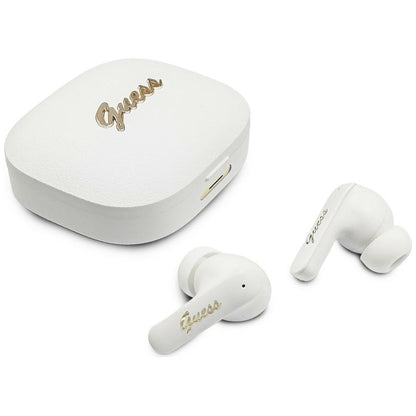 Handsfree Bluetooth Guess Script Metal Logo, TWS, Branco
