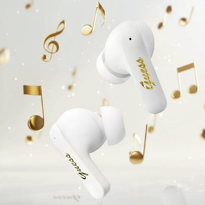 Handsfree Bluetooth Guess Script Metal Logo, TWS, Branco