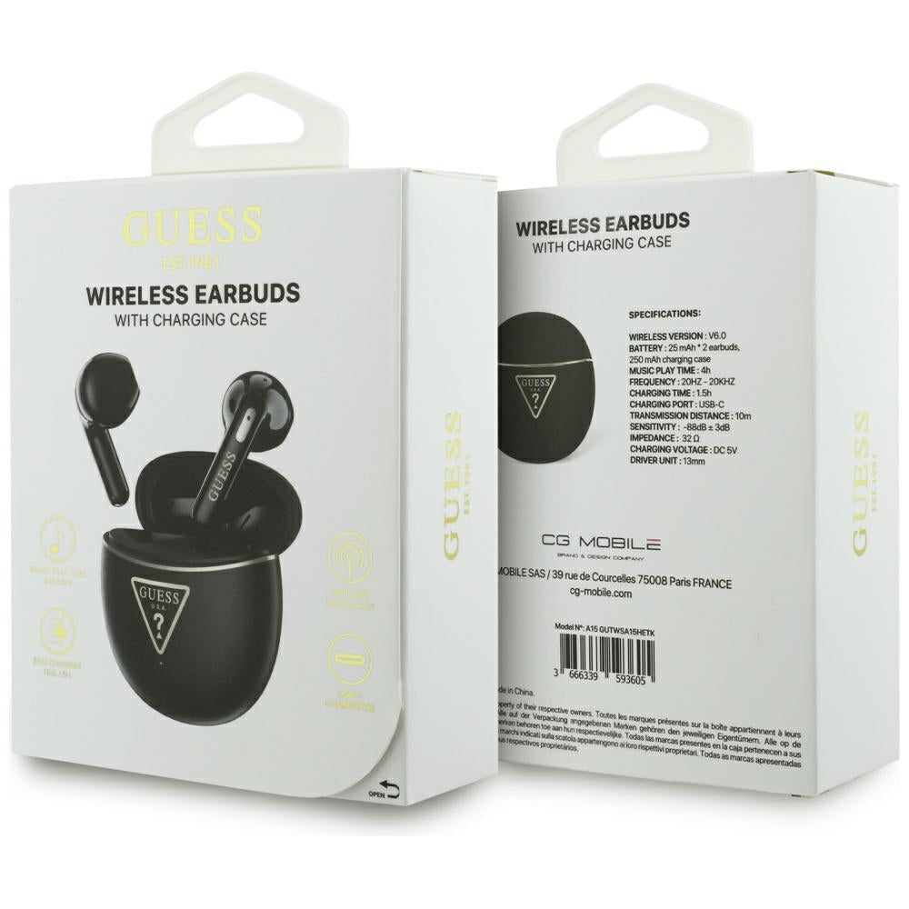 Handsfree Bluetooth Guess Script Print, TWS, Preto