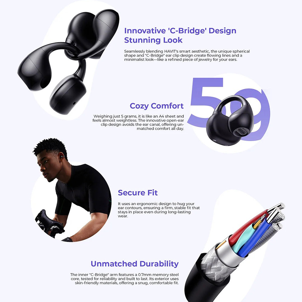 Handsfree Bluetooth HAVIT OWS916, TWS, Cinzento