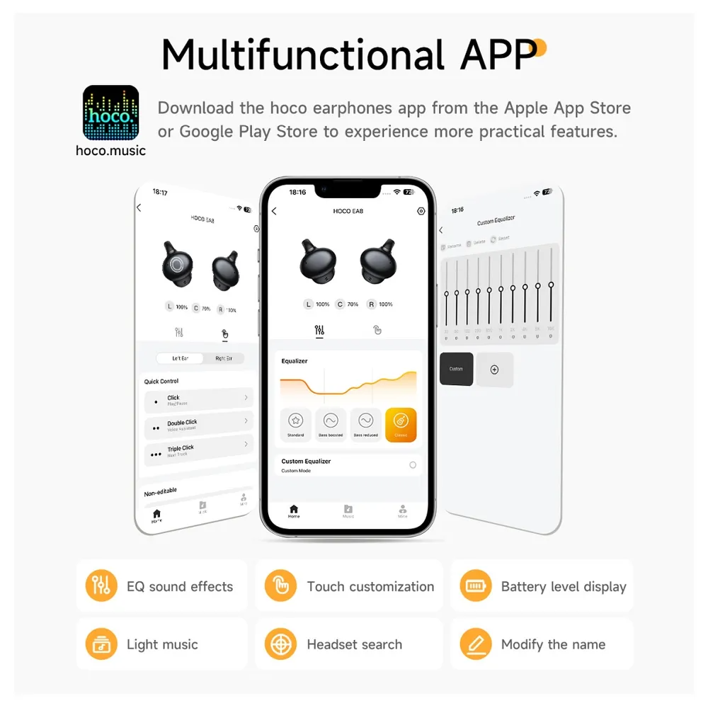 HOCO EA8 Bluetooth Handsfree, TWS, Black