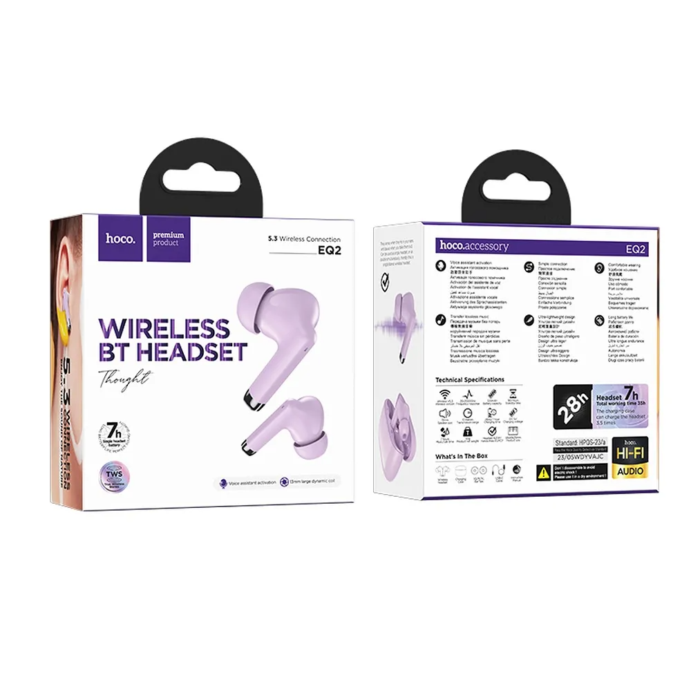Handsfree Bluetooth HOCO EQ2, TWS, Mov 