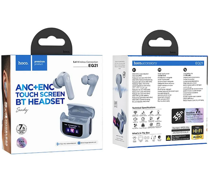 Handsfree Bluetooth HOCO EQ21, TWS, ANC, Azul
