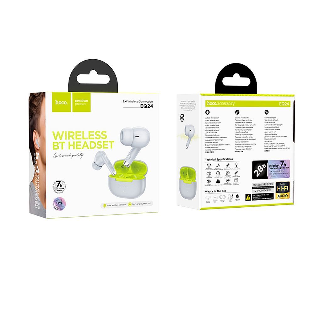 Handsfree Bluetooth HOCO EQ24, TWS, Cinzento