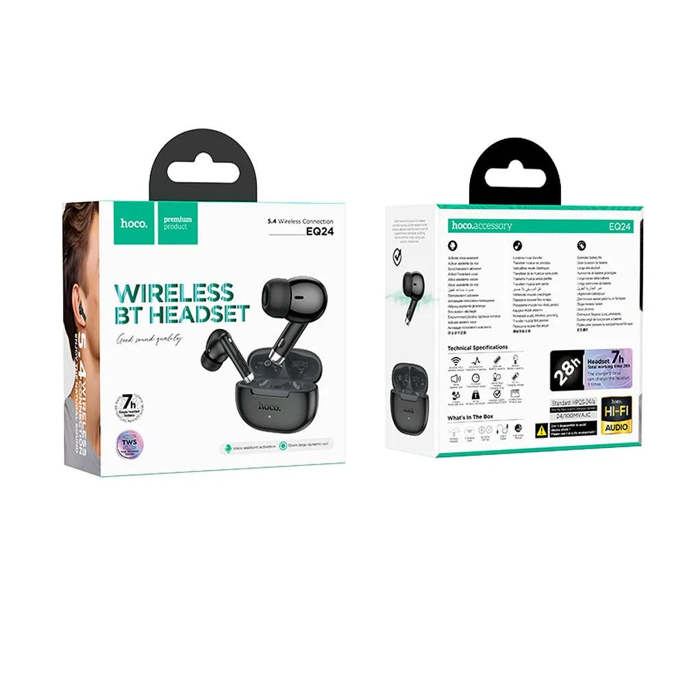 Handsfree Bluetooth HOCO EQ24, TWS, Preto