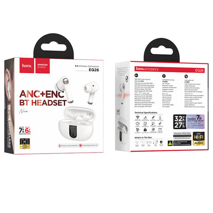 HOCO EQ26 Bluetooth Handsfree, TWS, ANC, White