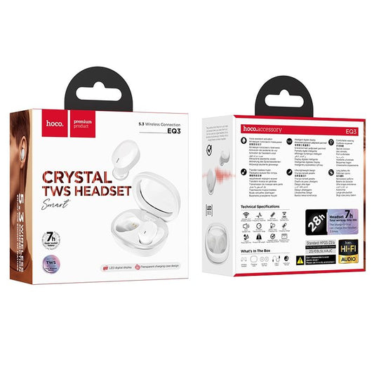 Handsfree Bluetooth HOCO EQ3, TWS, Branco
