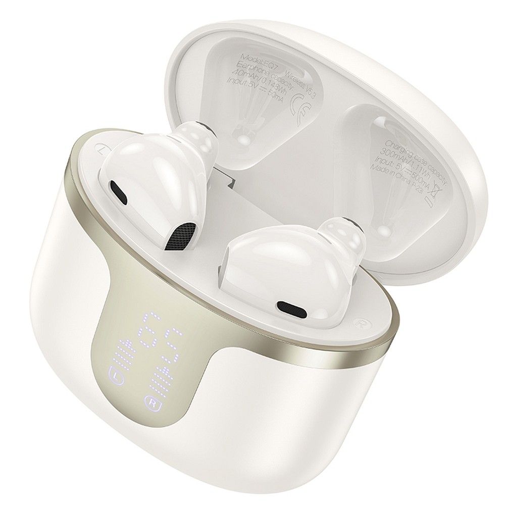 Handsfree Bluetooth HOCO EQ7, TWS, Branco