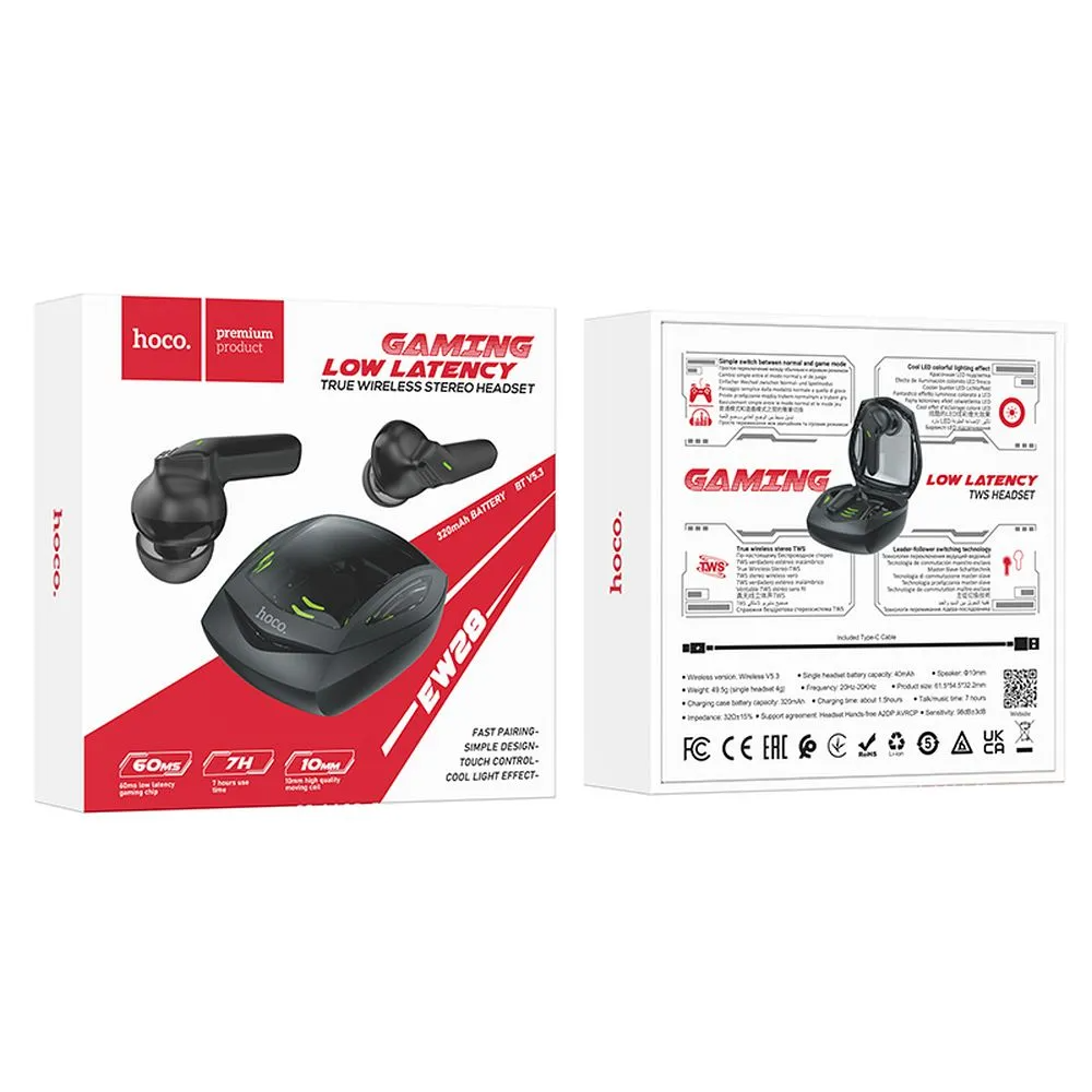 Handsfree Bluetooth HOCO EW28, TWS, Preto