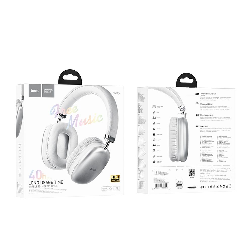 Handsfree Bluetooth HOCO W35, A2DP, Prateado
