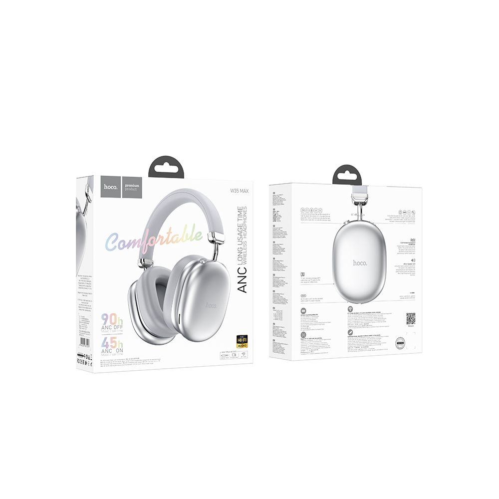 Handsfree Bluetooth HOCO W35 Max, A2DP, ANC, Prateado