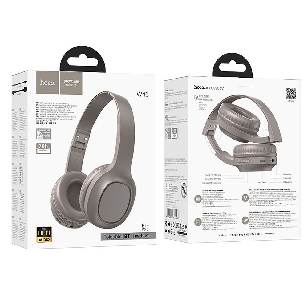 Handsfree Bluetooth HOCO W46, A2DP, Castanho