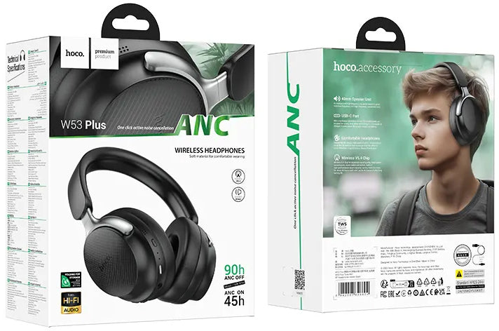 Handsfree Bluetooth HOCO W53 Plus, A2DP, ANC, Preto