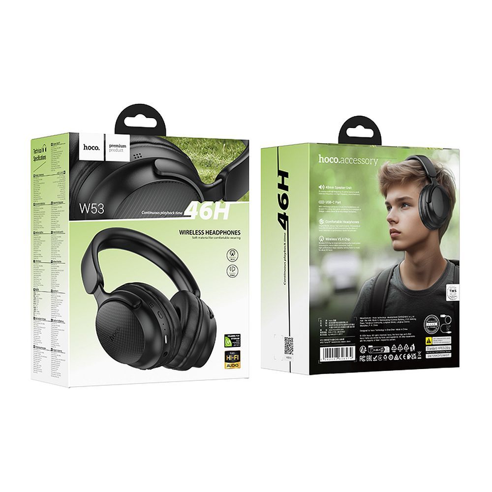 Handsfree Bluetooth HOCO W53, A2DP, Preto