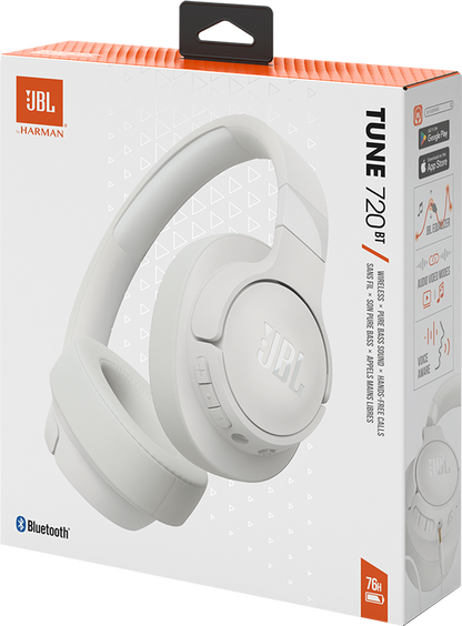 Mãos-livres Bluetooth JBL Tune 720BT, Multiponto, A2DP, Branco 