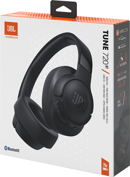 Mãos-livres Bluetooth JBL Tune 720BT, Multiponto, A2DP, Preto JBLT720BTBLK