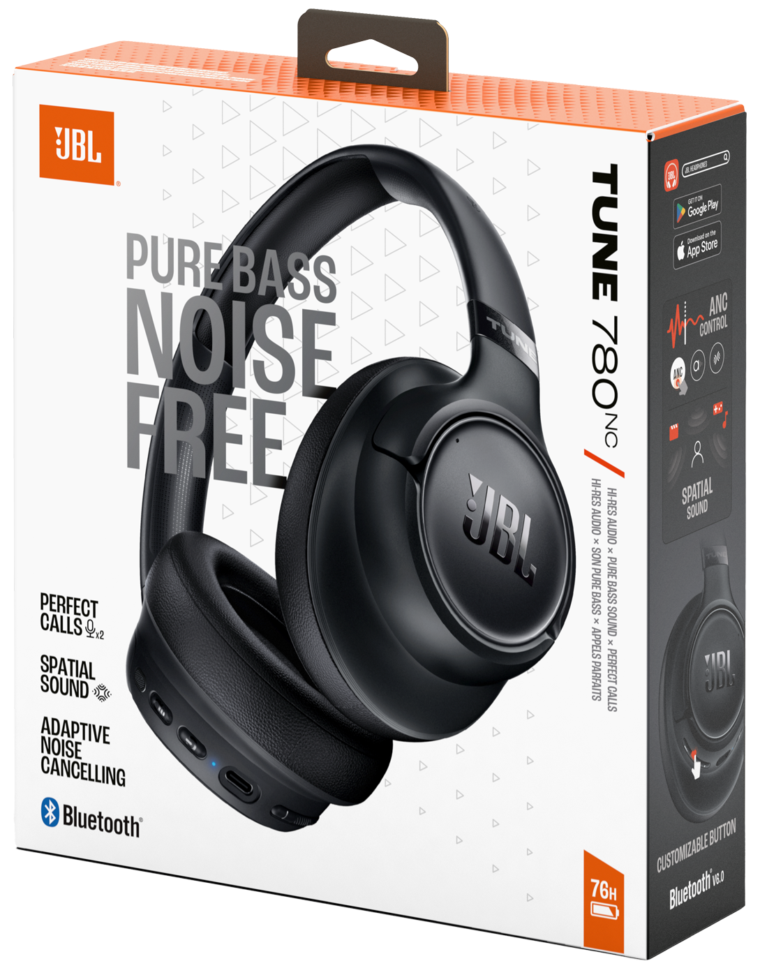 Handsfree Bluetooth JBL Tune 780NC, MultiPoint, A2DP, ANC, Preto JBLT780NCBLK